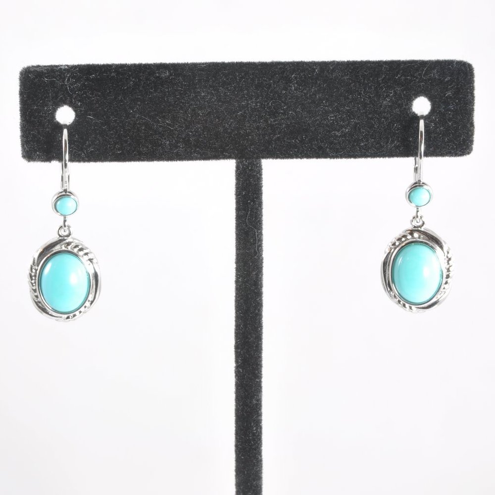 N W/O T Sleeping Beauty Turquoise Sterling Drop Earrings